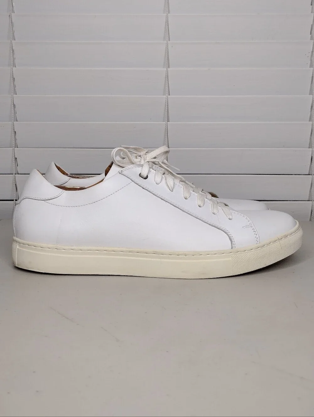 Suitsupply White Leather Low-Top Lace-Up Sneakers Sz 11